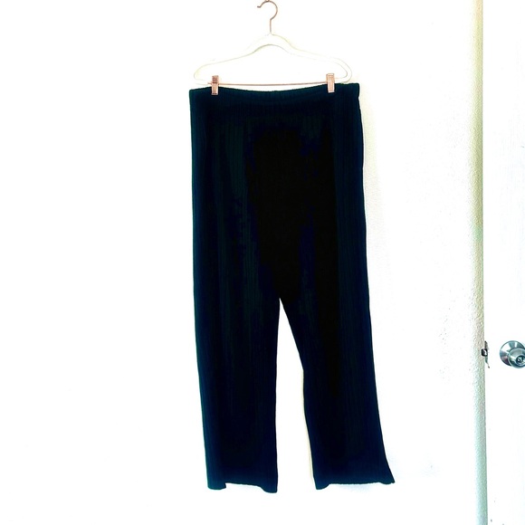 GAP Body Ribbed Wide Leg Pull On Pants Size XL 30 Inseam Mid Rise Pockets Black - Picture 2 of 11